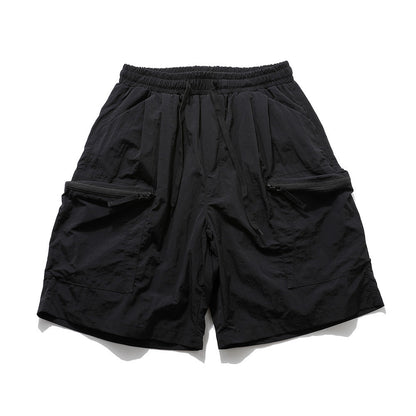 Newly Released at Buy Center: Loose Pockets Zipper Cargo Shorts Men Black