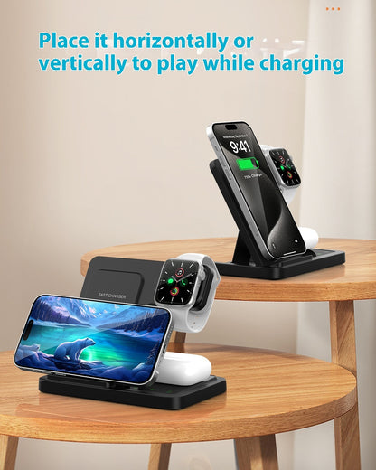 Newly Arrived at Buy Center: Three-in-one Wireless Charger For Iphone15 Charging Set Fast Charge Iwatch Watch Headset Base Bracket