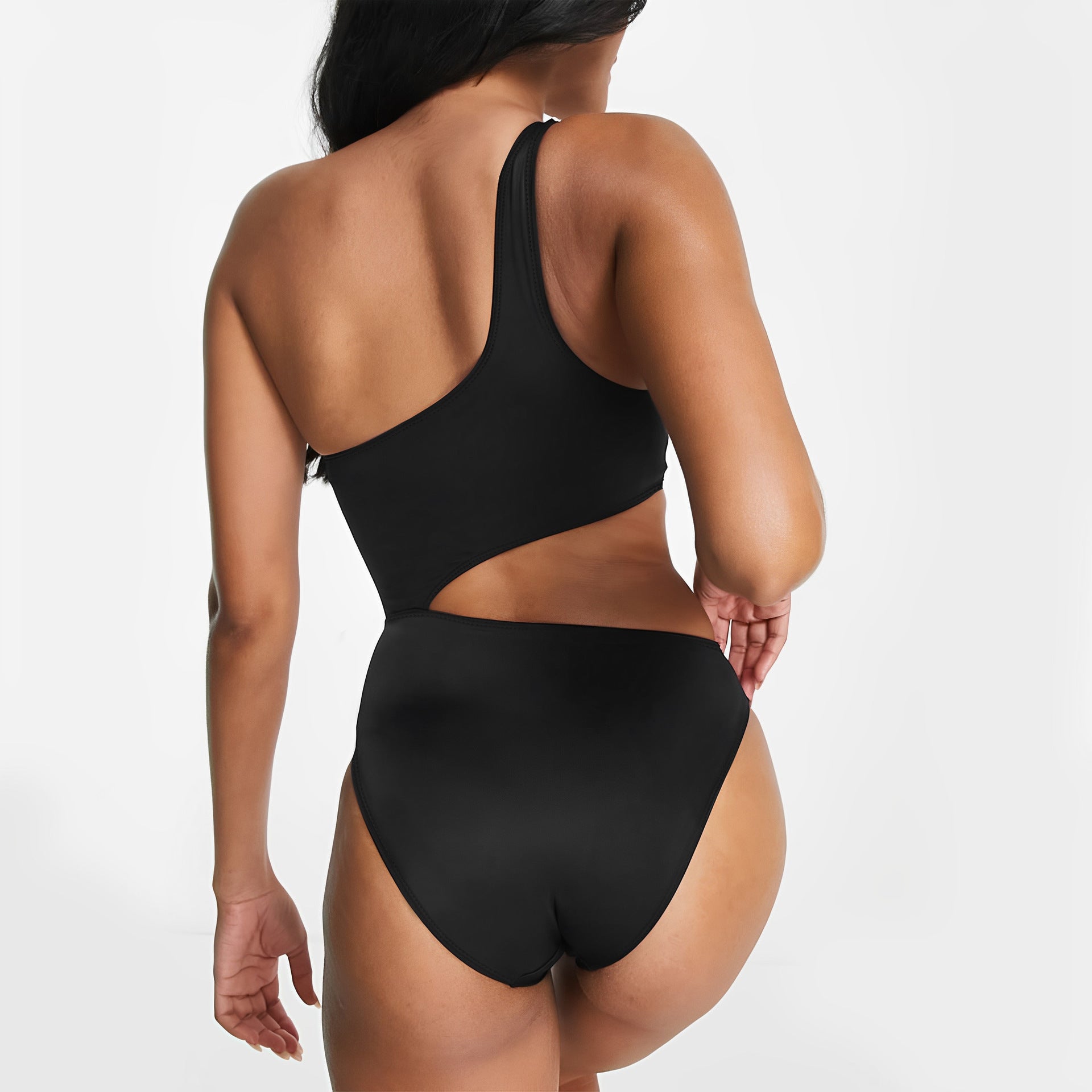 Newly Released at Buy Center: Black And White Stitching Contrast Color Hollow Swimsuit