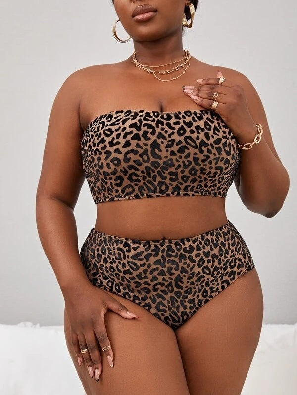 Just Arrived at Buy Center: Plus Size Women's High Waist Split Bikini Swimsuit