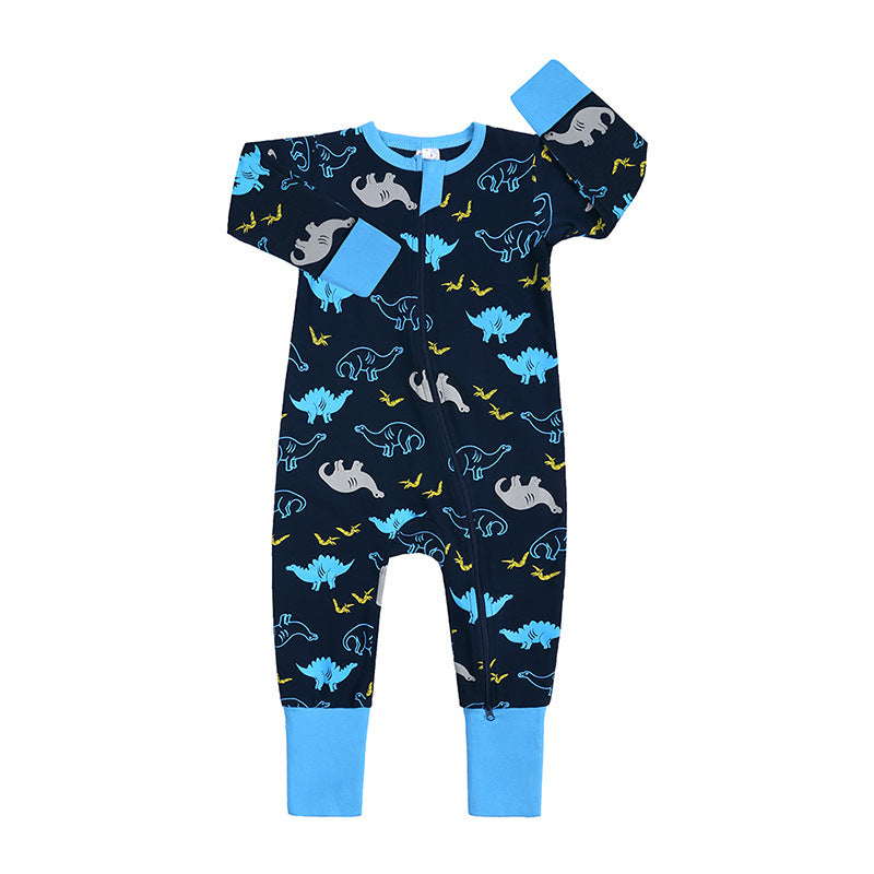 Newly Released at Buy Center: Spring And Autumn Long Sleeve Cotton Baby Jumpsuit Male And Female Baby Home Romper Dinosaur Jumpsuit