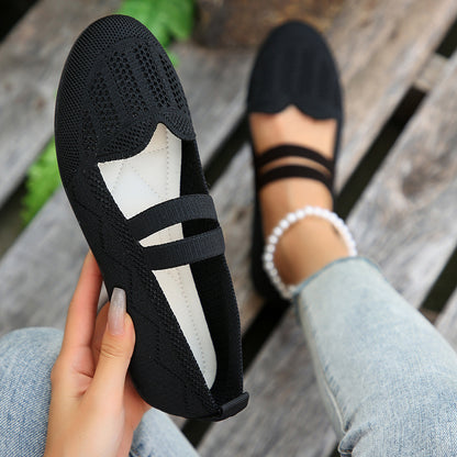 Hot New Items at Buy Center: Casual Mesh Flats Women's Low-cut Round Toe Slip-on Knit Shoes