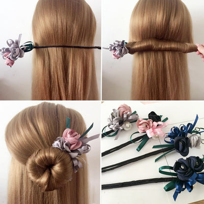 Now Available at Buy Center: aBun Hair Half Bun Pearl Flower Hair Plate Hair Elastic Korean Styling Headdress Hair Accessories