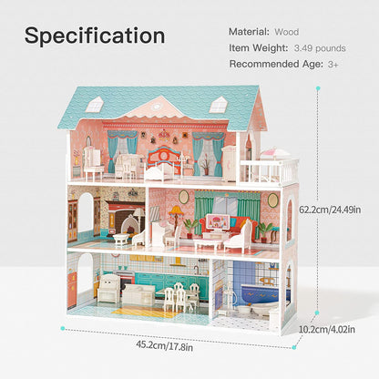 Newly Released at Buy Center: Robud Wooden Dollhouse For Kids Girls Toy Gift For 3 Years Old With 28 Furnit