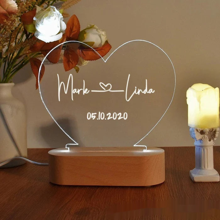 Trending Now at Buy Center: Custom Night Light As Valentines Day Anniversary Romantic For Bedroom Night Lamp Couple For Him Names And Date Engagement Gift