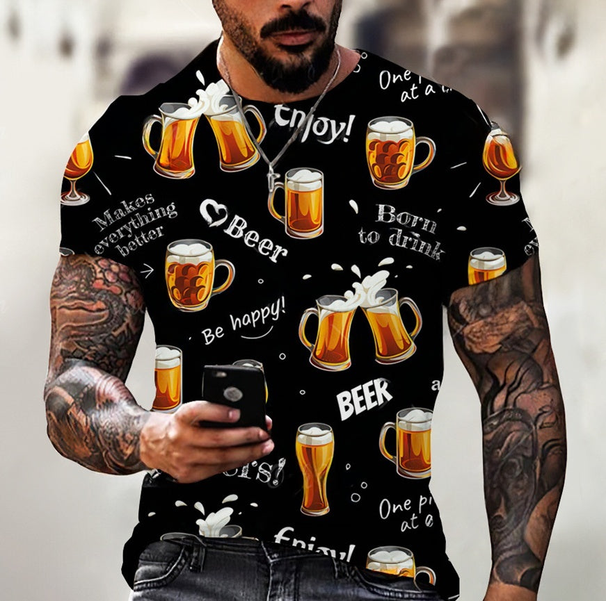 Just Arrived at Buy Center: Beer Printing Vintage T-shirt 3d Digital Printing ZM4857style