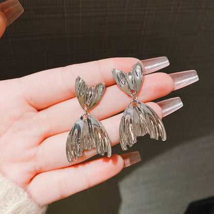 Buy Center Special-Metal Cold Style Pleated Fishtail Shape Ear Studs European And American Personalized Design