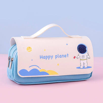 Newly Arrived at Buy Center: Large-capacity Pencil Case Cute Portable Cartoon Creative Multi-function Blue