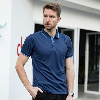 Just Arrived at Buy Center: Polo Shirt Men's Thin Lapels Short Sleeve ShirtT-shirt Navy Blue