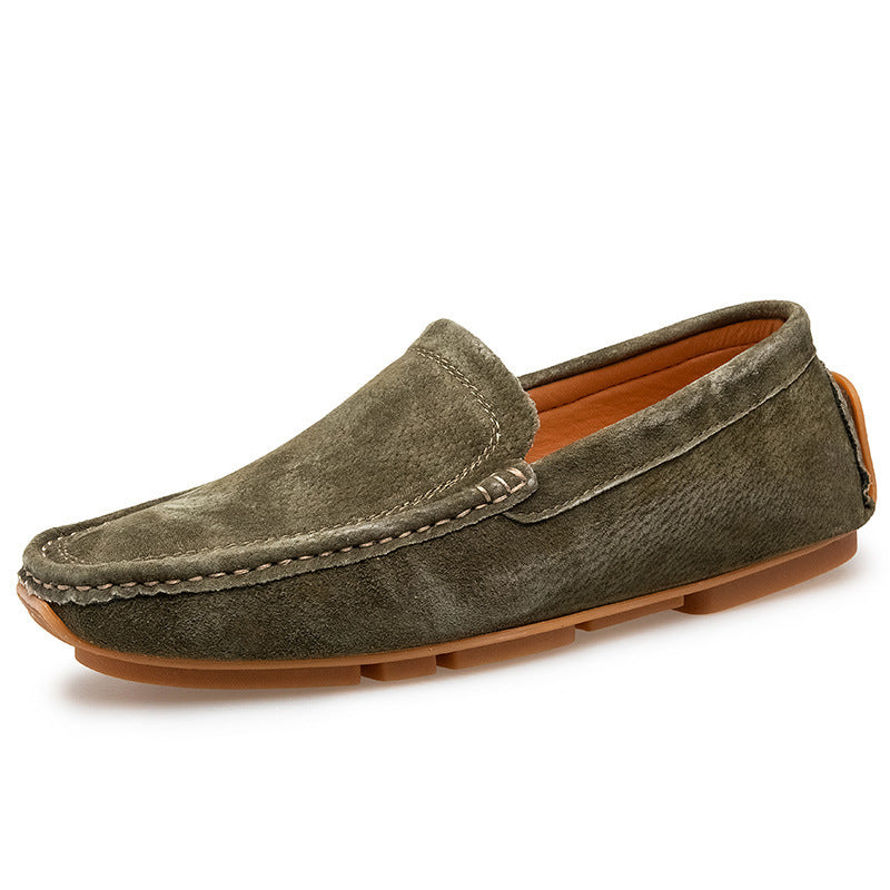 Newly Released at Buy Center: Casual Simple All-matching Genuine Leather Matte Fashion Handmade Stitching Comfortable And Breathable 9666 Dark Green Four Seasons