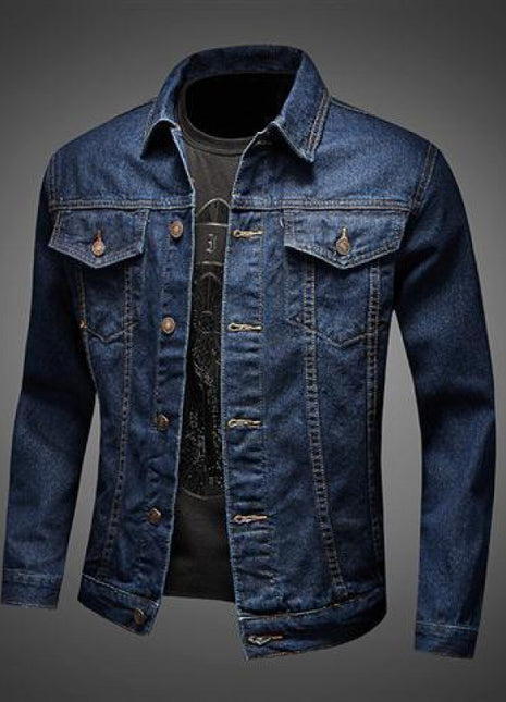 Blue Vintage Denim Jacket Men's Casual Buy Center