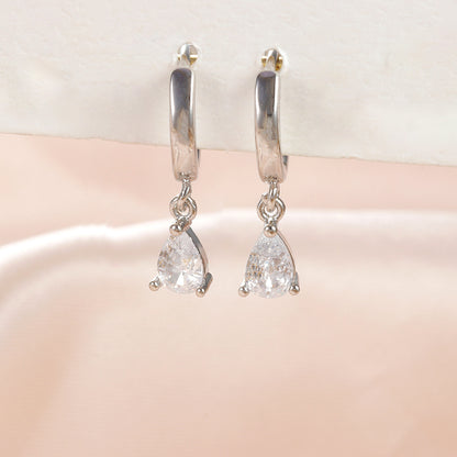 Buy Center Excellence-Simple Heart-shaped Round Drop-shaped Large Zircon Earrings Eardrops E1045 silver droplet shape