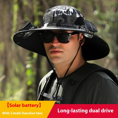 Newly Released at Buy Center: Removable Solar Energy Recharge Fan Embedded Big Brim Hat S3 Adjustable