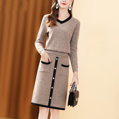 Sweater Suit Skirt Two-piece Suit Fashion All-matching Slimming Knitted Women | Women's Clothing-Tops & Sets-Suits & Set | Buy Center