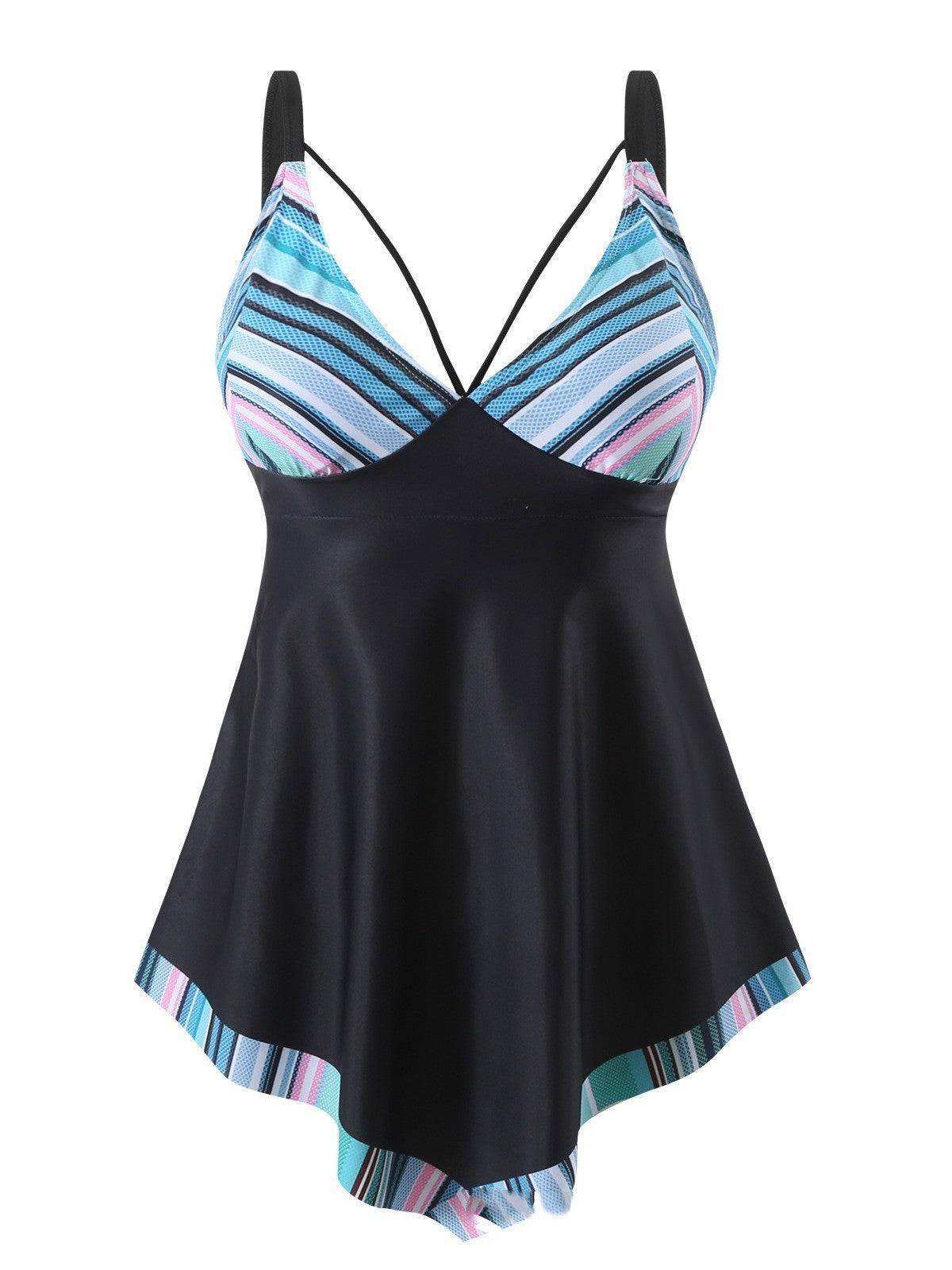 Plus Size Split Digital Printing Women's Swimsuit