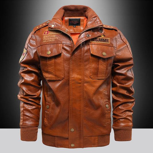 Leather Jacket Men's Stand-up Collar Slim Fit Short | Men's Clothing6 | Buy Center