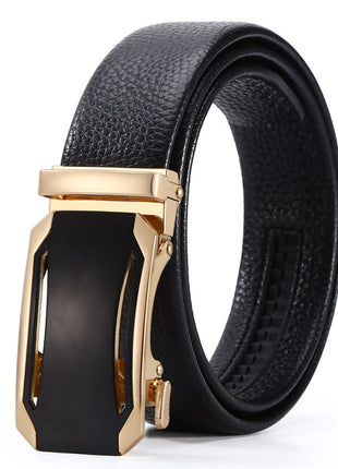 Ceinture d'affaires à boucle automatique en cuir pour homme