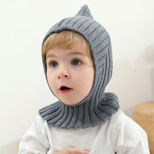 Fresh Arrivals at Buy Center: Baby And Infant Hat Scarf All-in-one Warm Keeping Sleeve Cap Medium Gray