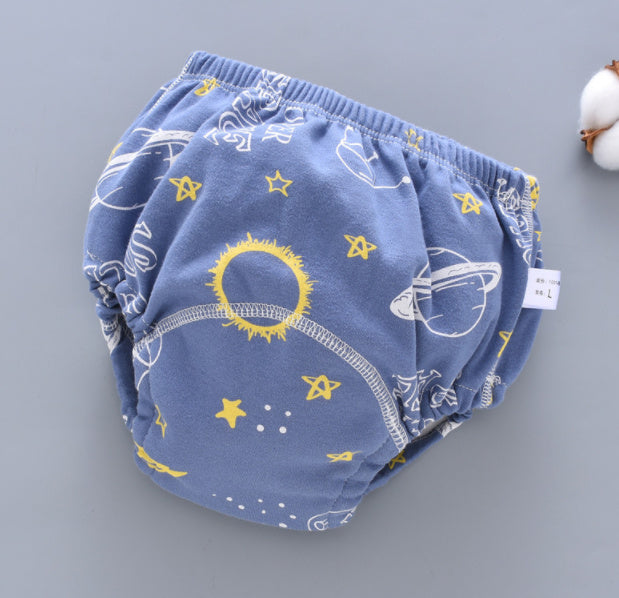 Hot New Items at Buy Center: Baby Training Pants Washable 6-layer Gauze Diaper Cover Blue starry sky 1PC