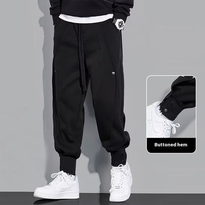 Fresh Arrivals at Buy Center: Loose Tappered Pu Handsome Black Sweatpants