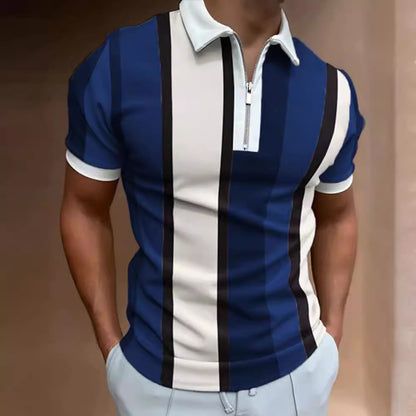 Fresh Arrivals at Buy Center: Men's Striped Short-sleeved Polo Shirt Slim Lapel