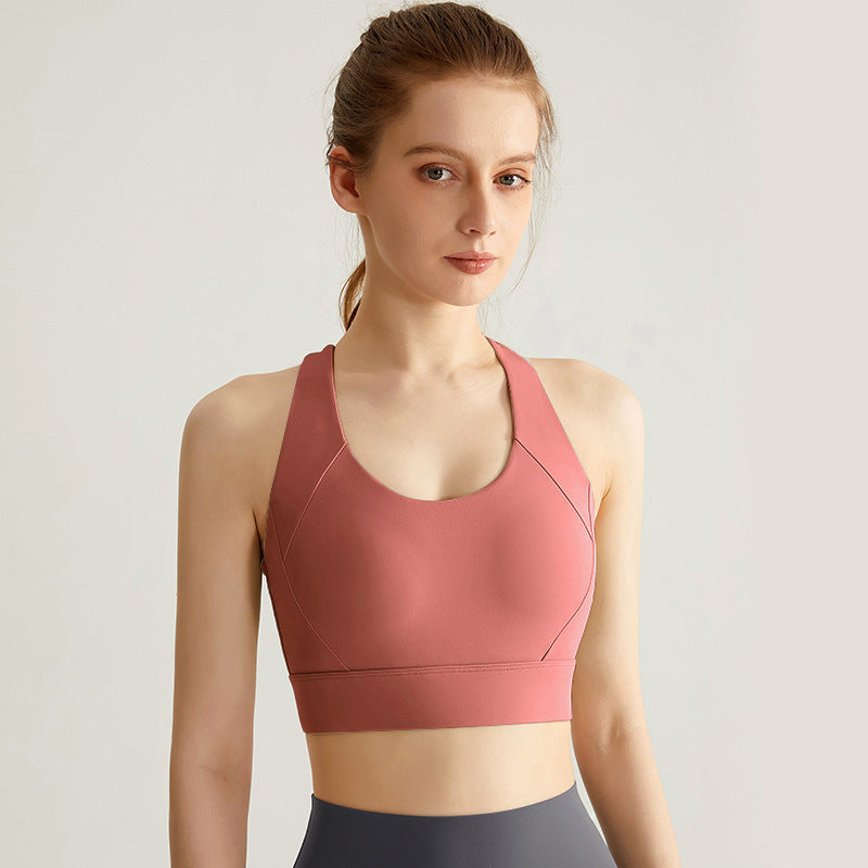 Fresh Arrivals at Buy Center: Women's High-strength Shock-absorbing Integrated Sports Bra Milk Coffee Red