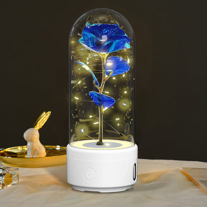 Creative 2 In 1 Rose Flowers LED Light And Bluetooth-compatible Speaker Valentine's Day Gift Rose Luminous Night Light Ornament In Glass Cover Buy Center