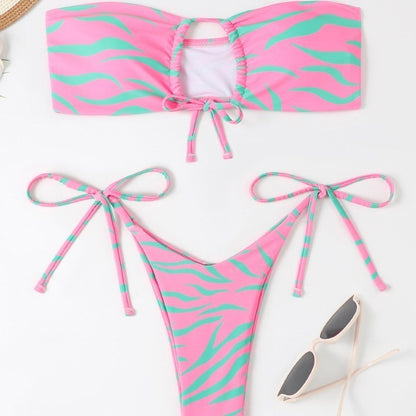 New Women's Fashion Bikini Striped Printed Swimsuit