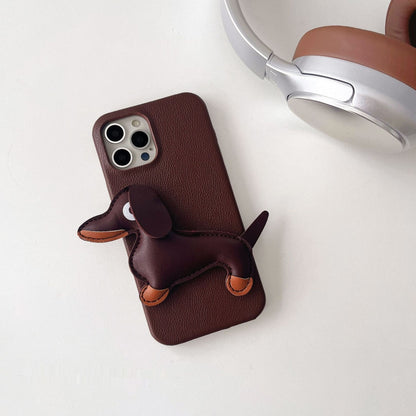 Creative Three-dimensional Leather Sausage Dog Phone Case Buy Center