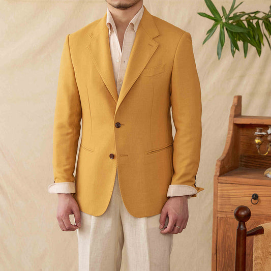 Traje informal de lino natural con forro medio, chaqueta fina y transpirable