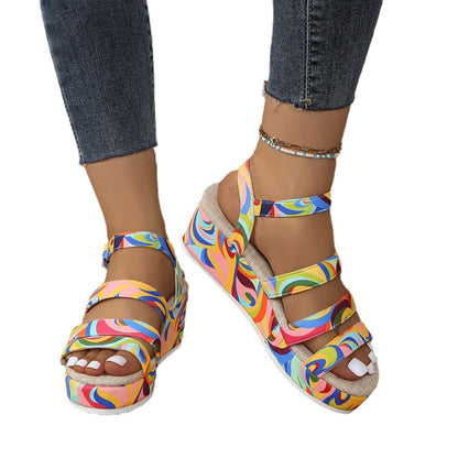 Trending Now at Buy Center: Women's Colorful Peep Toe Buckle Sandals