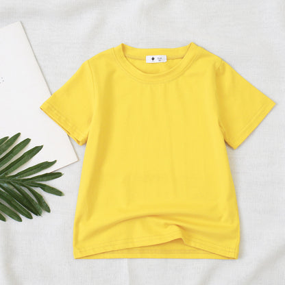 Fresh on the Scene at Buy Center: Children Candy-colored Top Baby Half Sleeve Cotton T-shirt Yellow