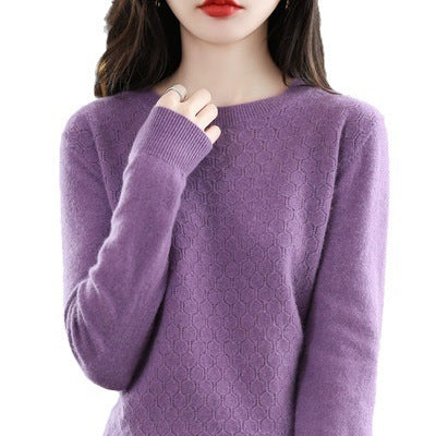 Pure Wool Sweater Women's Round Neck Pullover Loose Buy Center