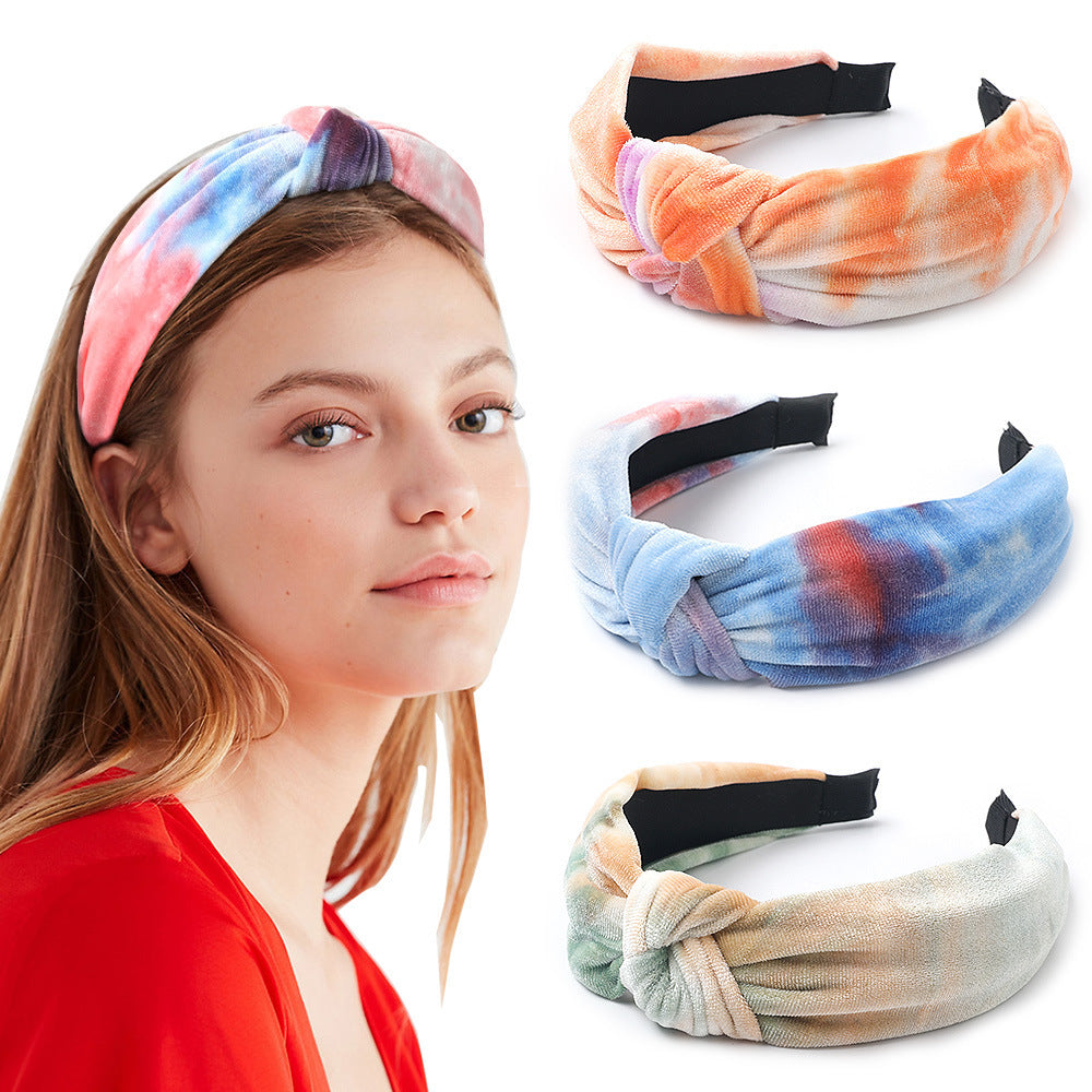 Buy Center Trend-Fabric Headband Tie-dyed Velvet Knotted Headband Thickened