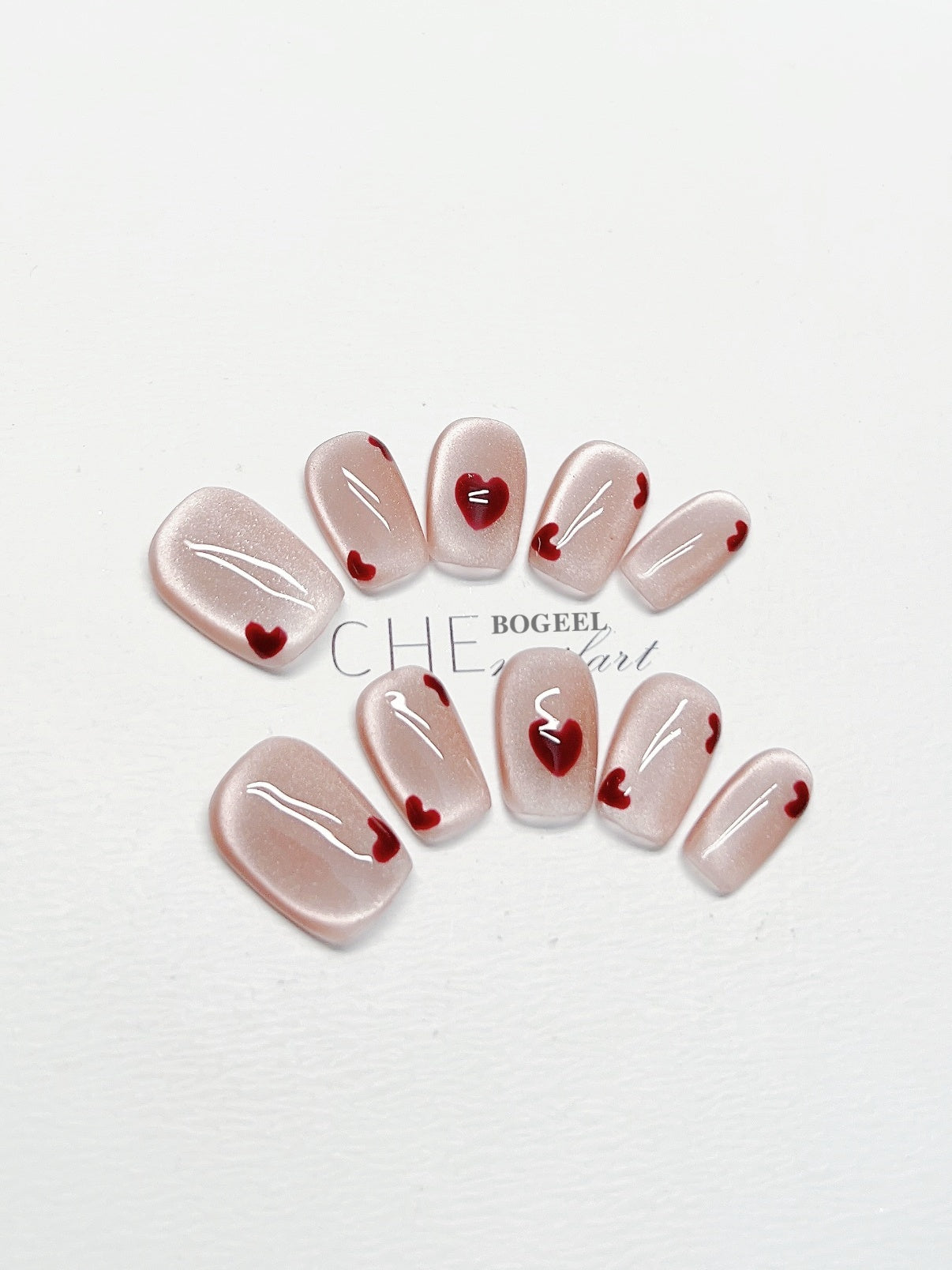 Hot New Items at Buy Center: Cat Eye White Short Square Fake Nail Patch