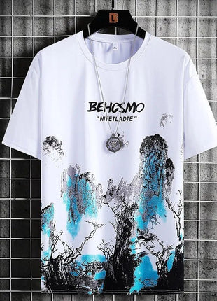 Short Sleeve Men's Ink Painting Graffiti T-shirt Sports Breathable