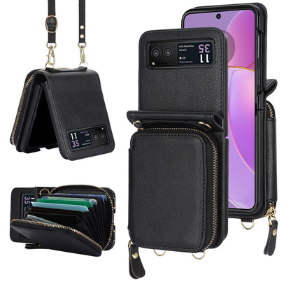 Suitable For ZFlip6 Litchi Pattern Foldable Screen Phone Case Wallet Buy Center