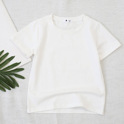 Fresh on the Scene at Buy Center: Children Candy-colored Top Baby Half Sleeve Cotton T-shirt White