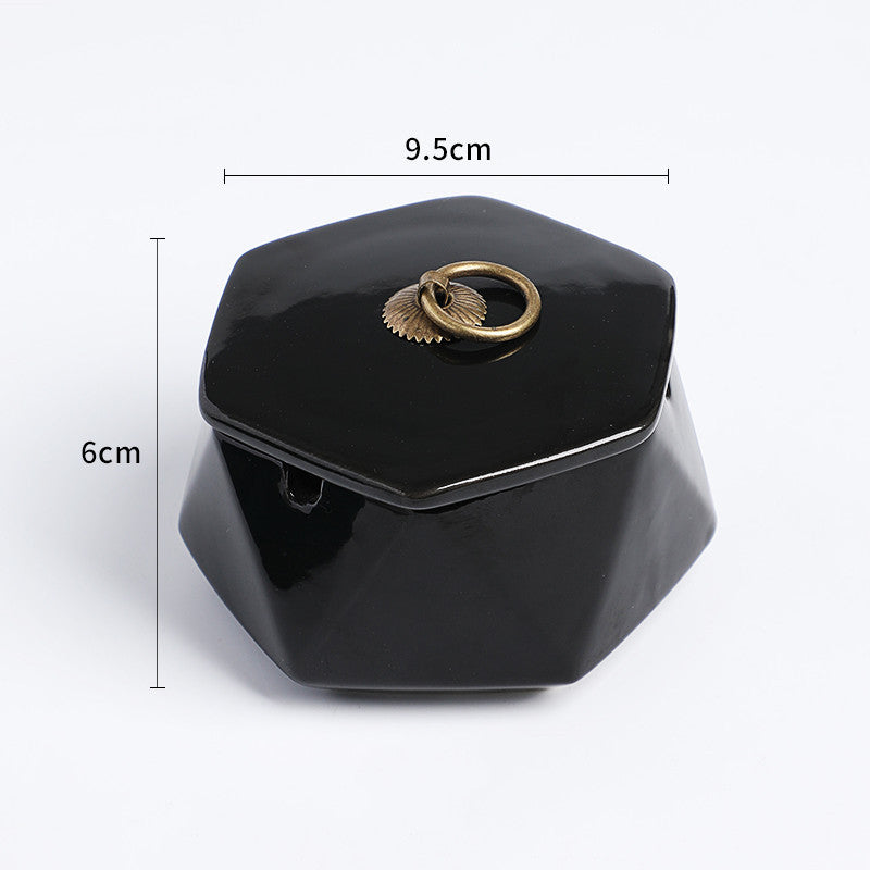 Just Arrived at Buy Center: Ceramic Ashtray With Lid Creative Personality Fashion Office Anti Fly Ash Size Size Living Room Home European Trend A3