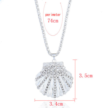 Hot New Items at Buy Center: Metal Fan Shell Rhinestone Long Necklace