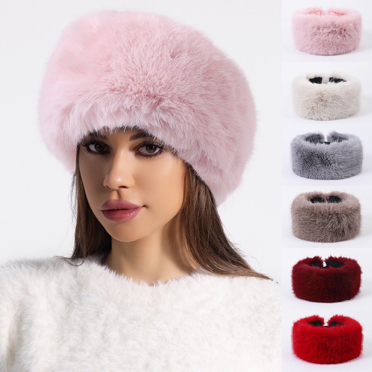 Fur Ball Woolen Cap Autumn And Winter Imitation Fur Thickened Hat | Women's Clothing-Accessories-Woman Hats | Buy Center