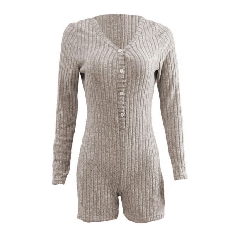 Casual Slim Women Rib Knitted Jumpsuit Buy Center