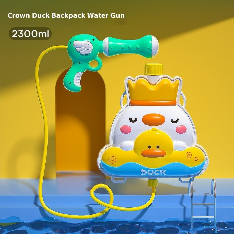 Newly Arrived at Buy Center: Children's Cartoon Backpack Water Gun Water Beach Toys 2300ml Crown Duck