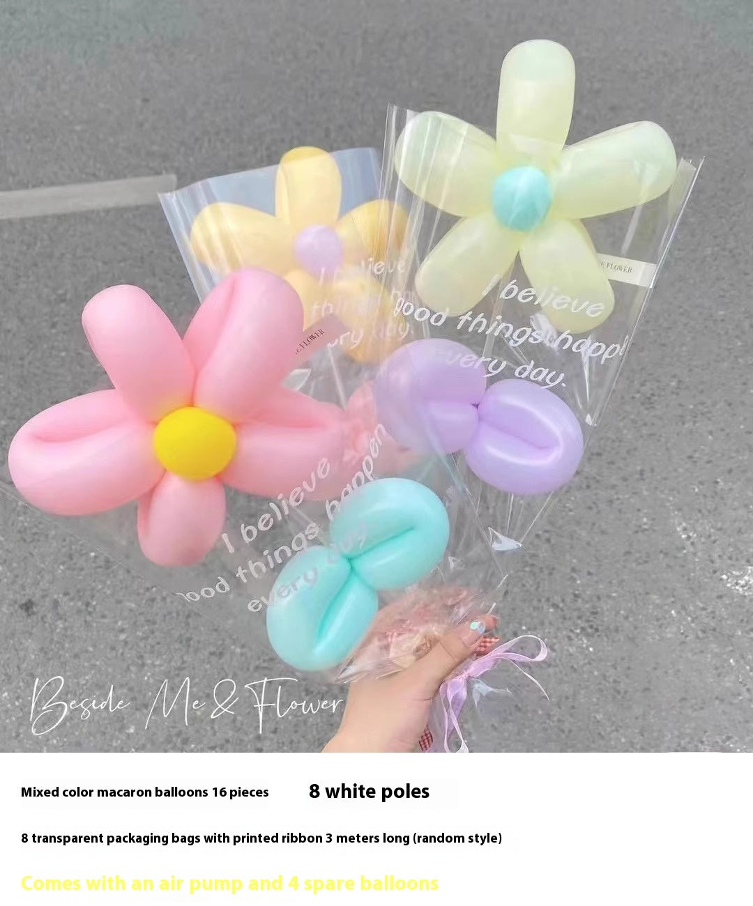 Hot New Items at Buy Center: Long Balloon Flower Bouquet Photo Material Package 8pc Macarons Flower