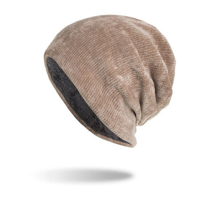 Gorro de terciopelo de invierno para hombre, jersey de pana, gorro de punto