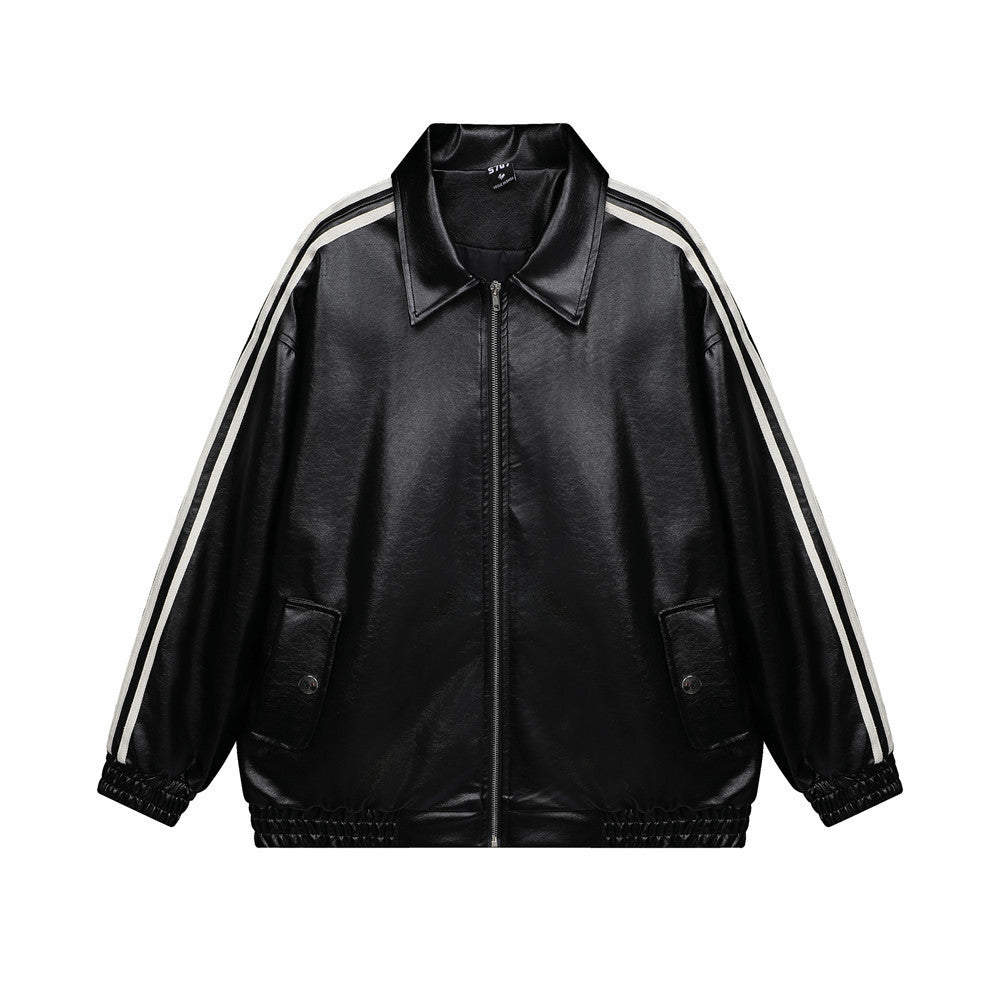 Buy Center Top Rated-Hip Hop American Style Loose Leather Coat