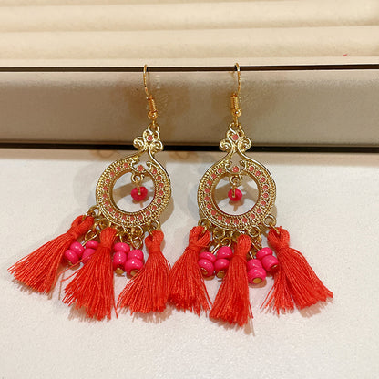 Buy Center Handpicked- Bohemian Retro Fashion Earrings For Women Ear Hook Gold Red