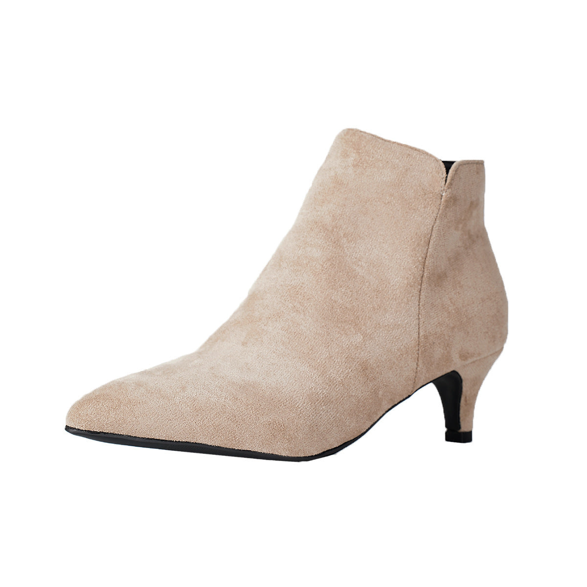 Buy Center Exclusive Offer-Suede Stiletto Heel Ankle Boots Pointed-toe Ankle Boots Beige