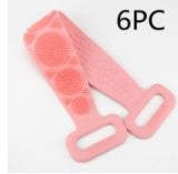 Hot New Items at Buy Center: Bath Towel Silicone Rubbing Back Towel 6PC Cherry pink