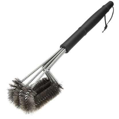 Fresh Arrivals at Buy Center: 18-inch Three-head Barbecue Grill Cleaning Brush Steel Wire Oven Outdoor BBQ Tools Picture Style